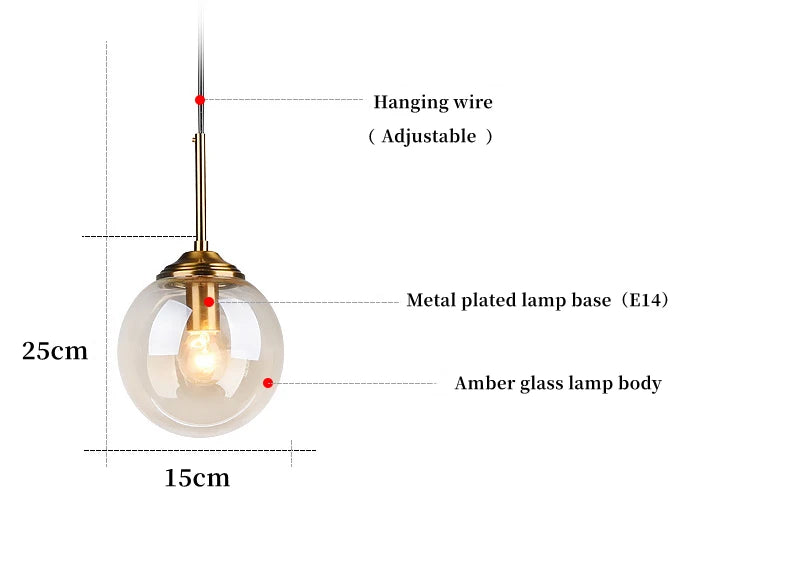 Nordic Polished Steel Glass Pendant Chandelier
