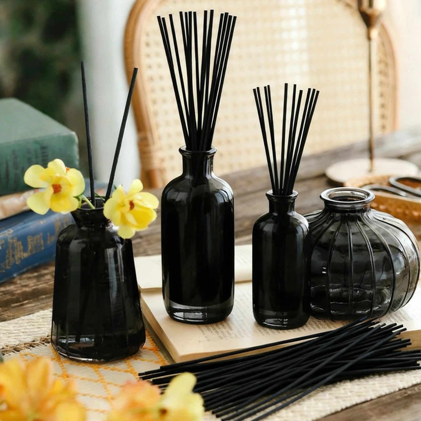 Black Fiber Rattan Reed Diffuser Aromatherapy Sticks