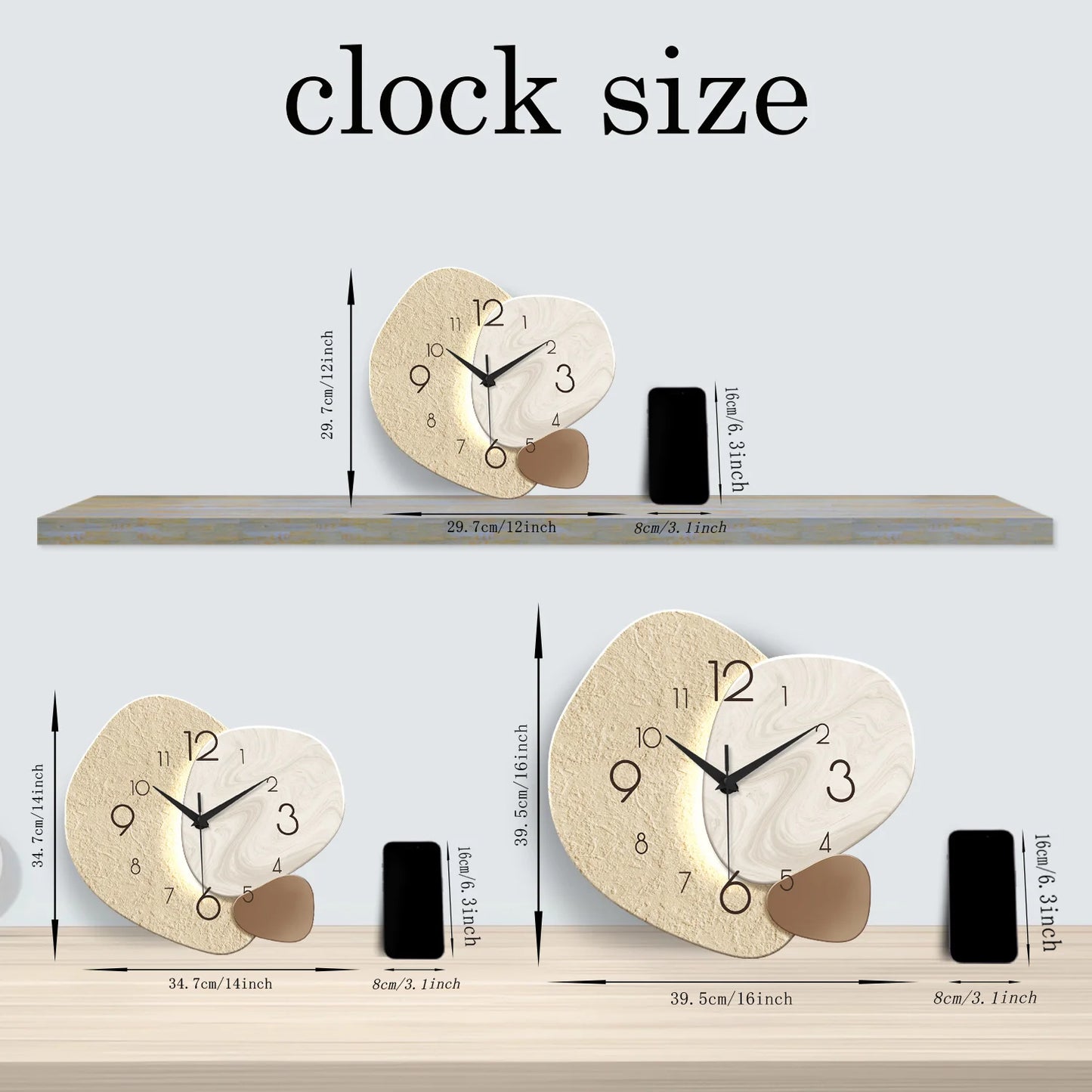 Geometric Modern Silent Quartz Bedroom Wall Clock