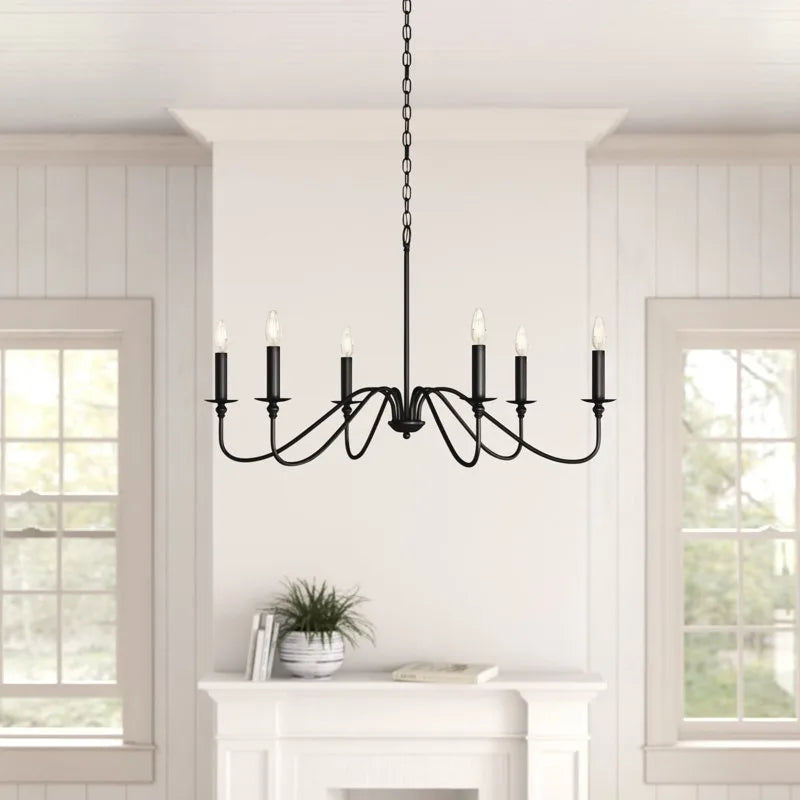 Vintage Chandelier Lighting - Retro Loft Ceiling Light Black Gold E14 Fixture