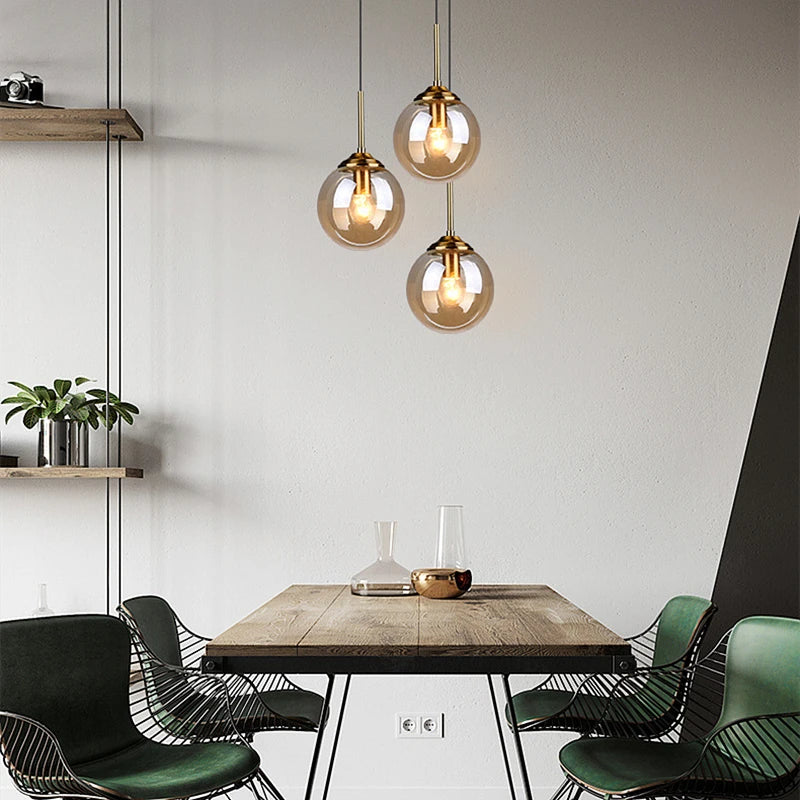 Nordic Polished Steel Glass Pendant Chandelier