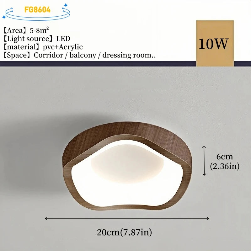 Nordic Minimalist Wood Grain Surface Mounted Ceiling Lamp