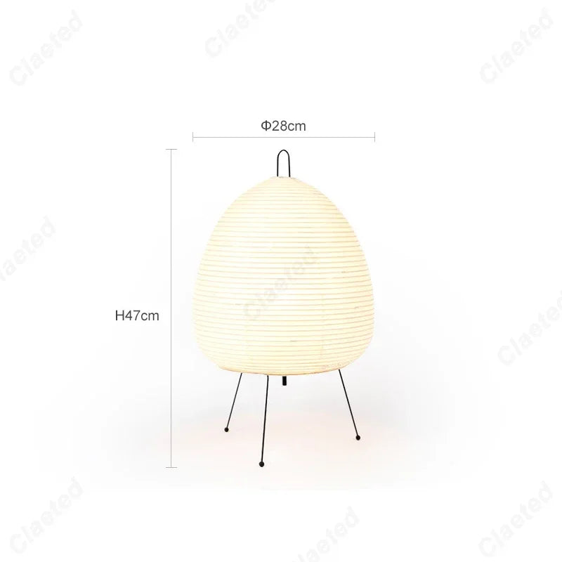 Handmade Rice Paper Iron Tripod Table Lamp