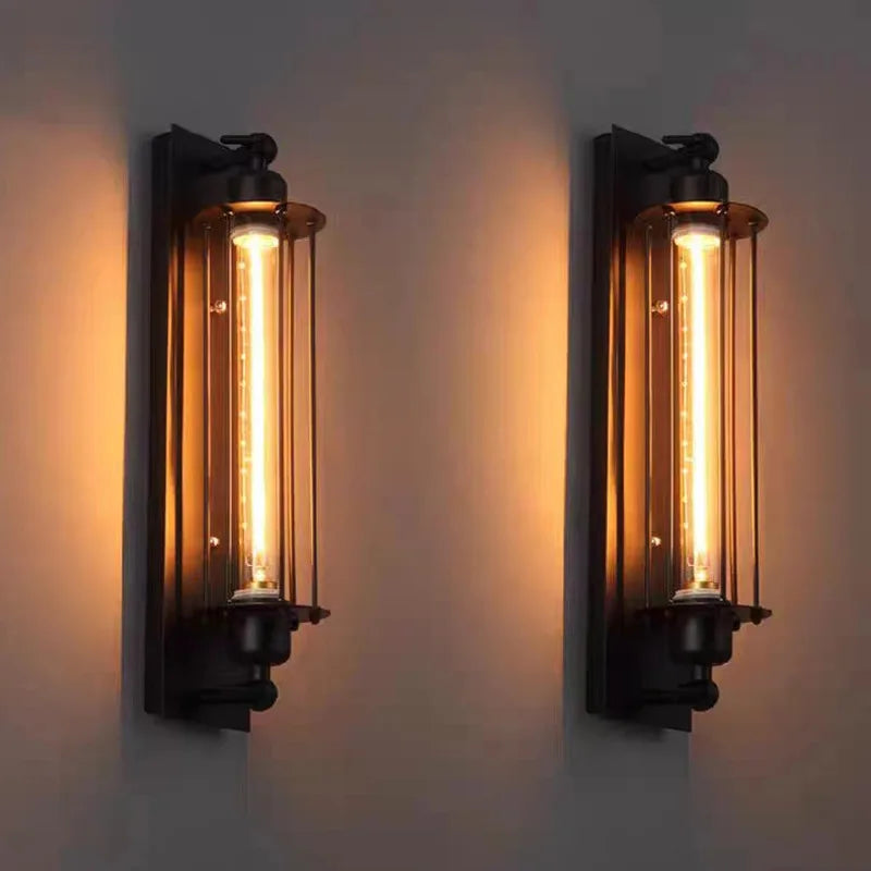 Industrial Iron Wall Light - Retro Loft Wall Lamp with Up Down Shade, E27 Bulb