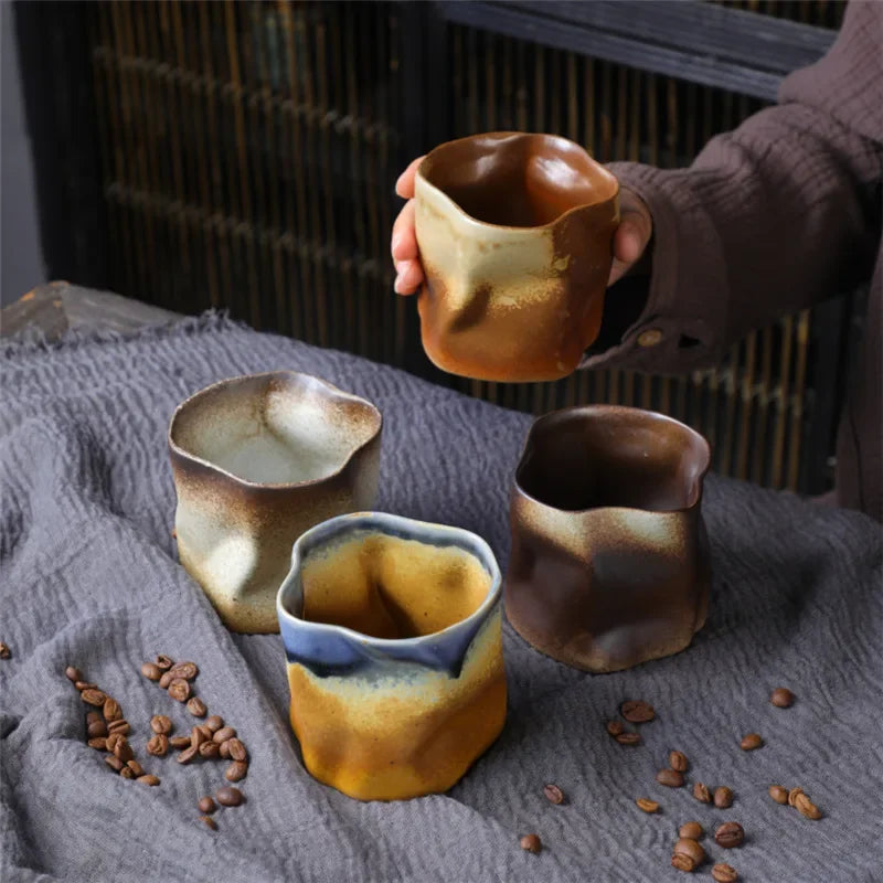 Ceramic Coffee Mug - Vintage Japanese Style Porcelain Tea Cup With Handgrip