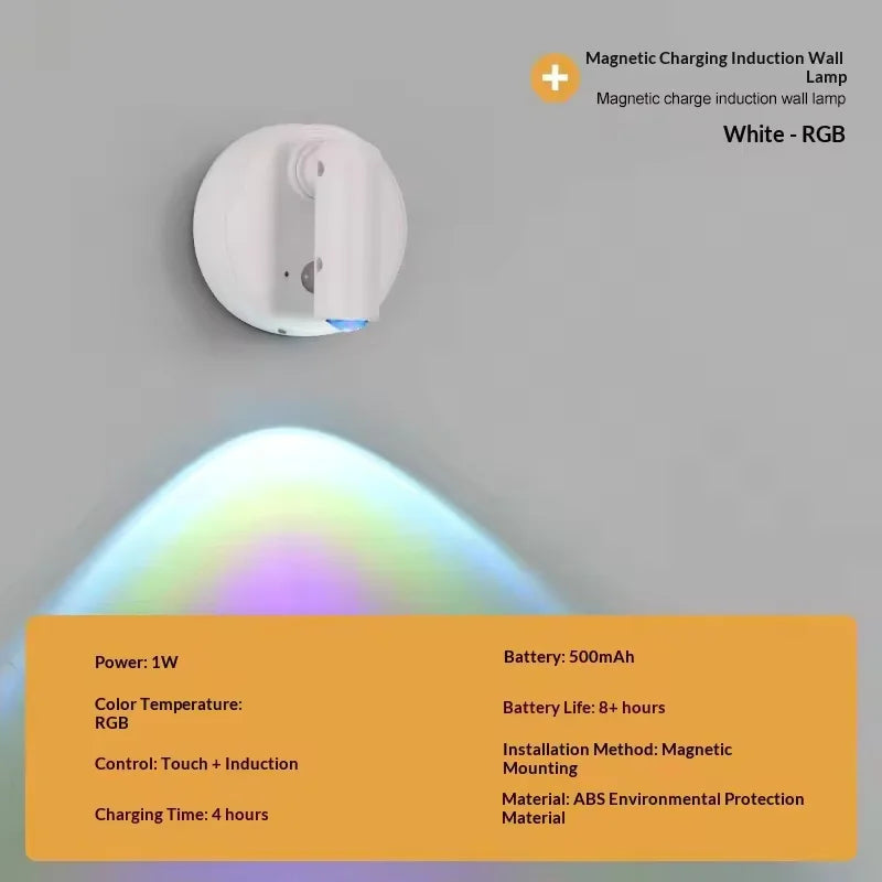 Magnetic Base USB Rechargeable Cordless Dimmable Wall Lamp