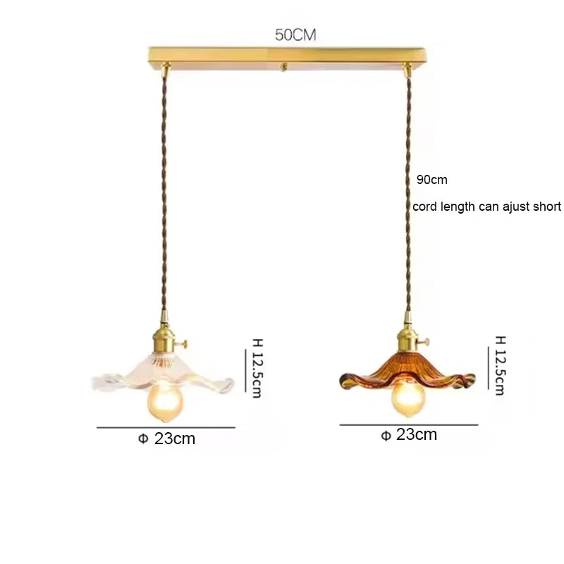 Copper Colorful Glass Ceiling Pendant Lamp