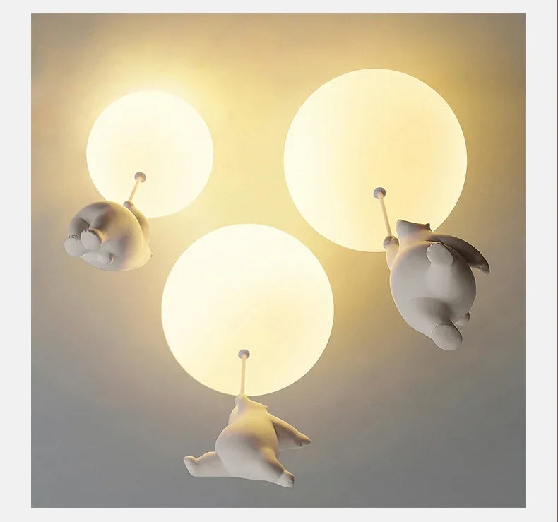 Cartoon Bear Acrylic Bedroom Ceiling Lamp