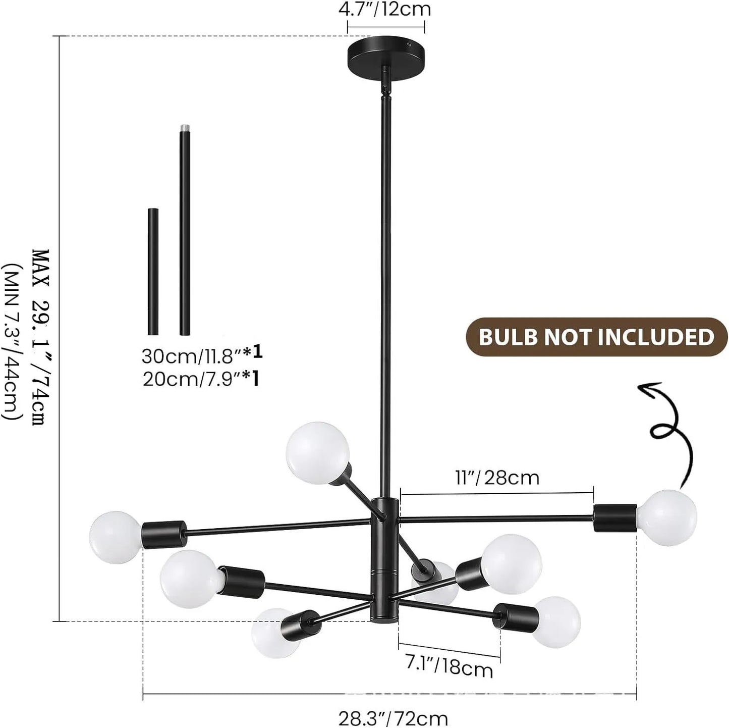 Black Gold Iron Multi Arm Ceiling Chandelier