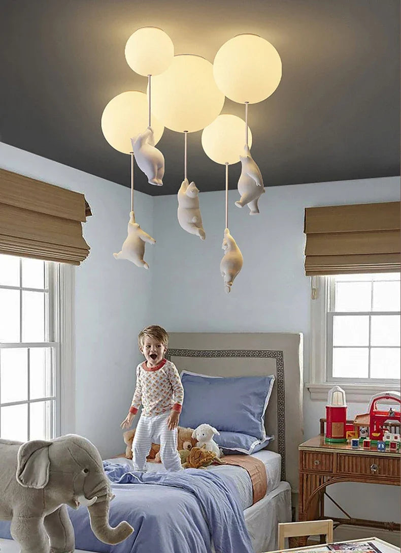Cartoon Bear Acrylic Bedroom Ceiling Lamp