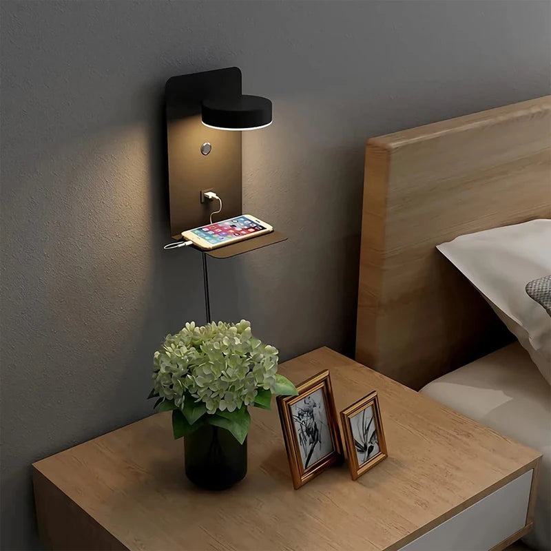 USB Charging Touch Switch Bedroom Wall Lamp