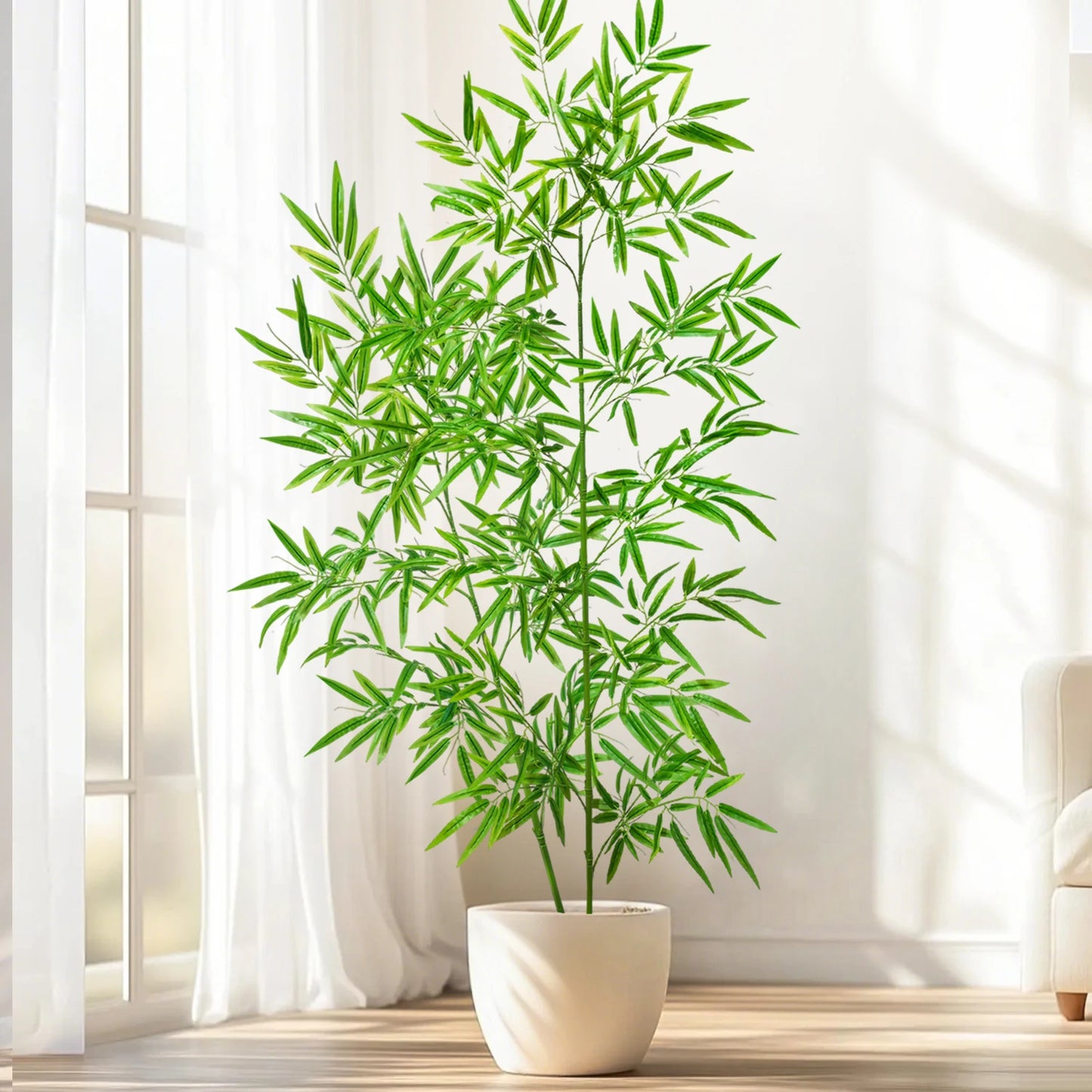 Green Silk Artificial Bamboo Branch Plant