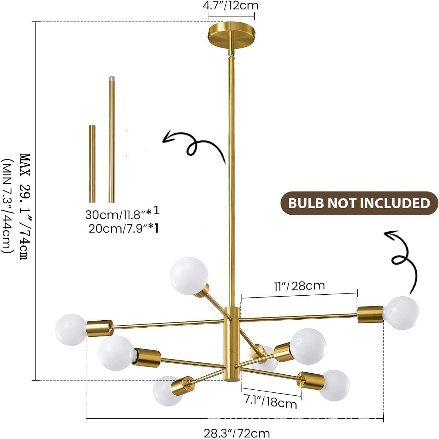Black Gold Iron Multi Arm Ceiling Chandelier