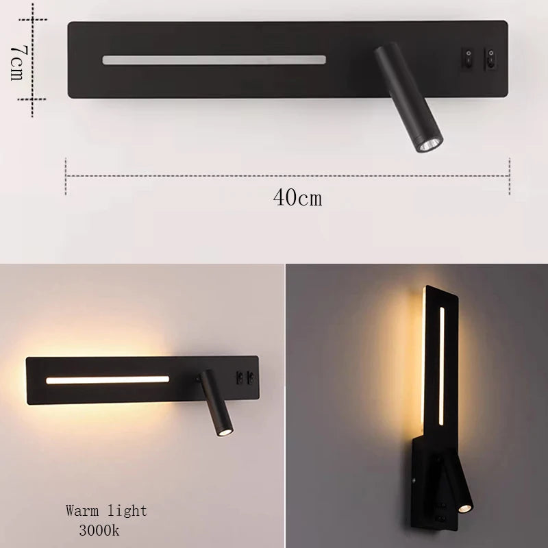 USB Charging Bedside Reading Wall Lamp
