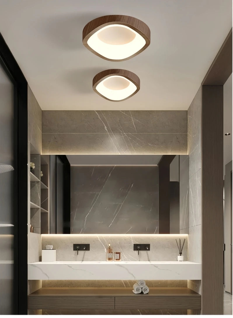 Nordic Minimalist Wood Grain Surface Mounted Ceiling Lamp