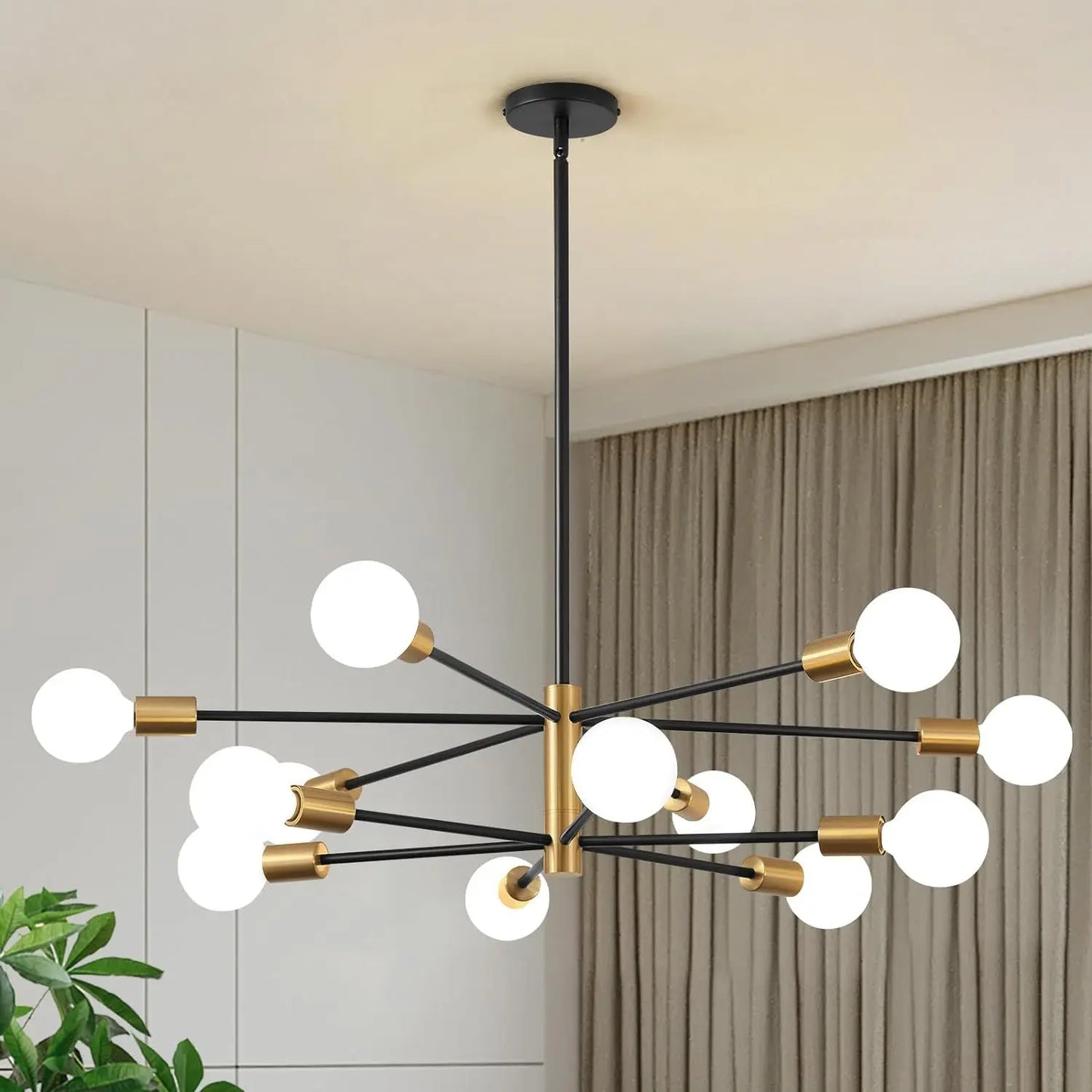 Black Gold Iron Multi Arm Ceiling Chandelier