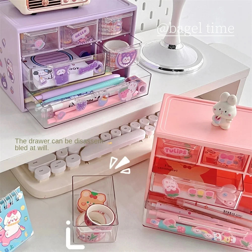 Transparent 9 Grid Desktop Office Drawer Organizer