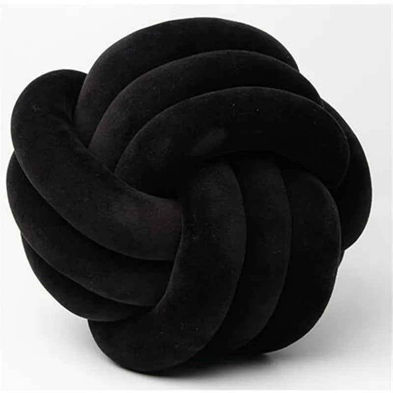 Handmade Velvet Knot Ball Round Decorative Throw Pillow
