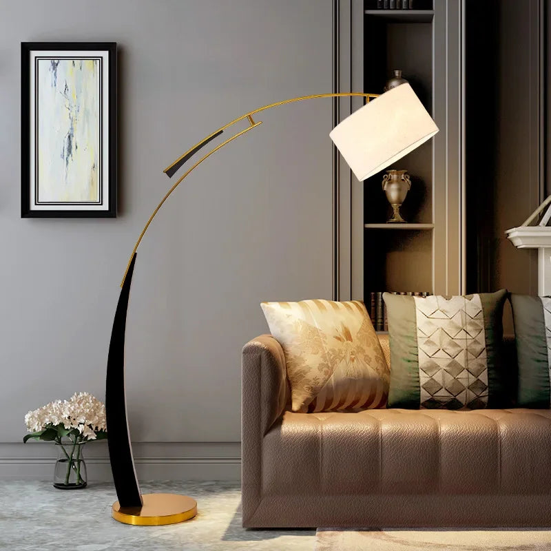Adjustable Fabric Shade Bedside Floor Lamp