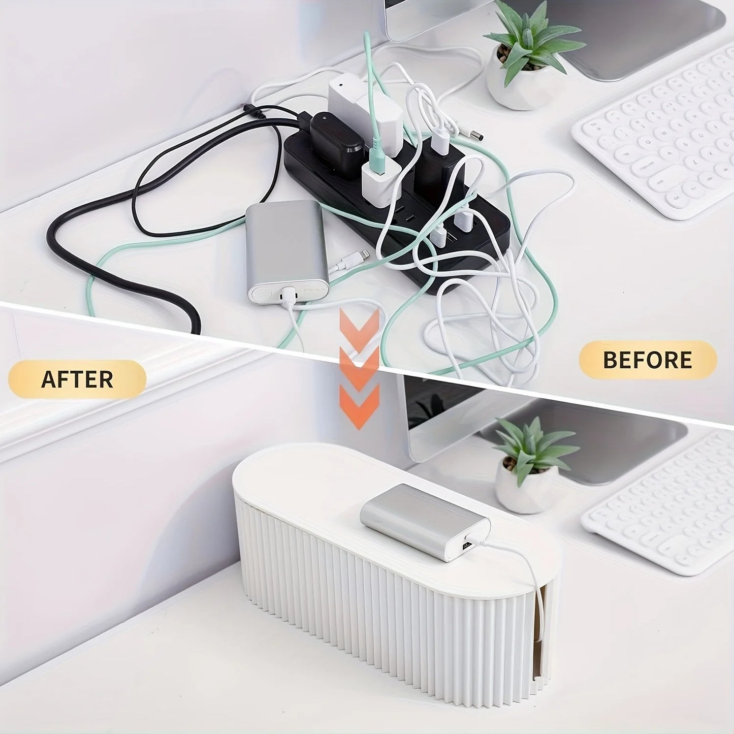 Large Portable Desktop Cable Management Wire Storage Box