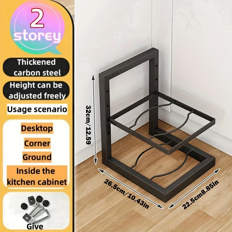 Multi-Layer Adjustable Stainless Steel Pot Rack