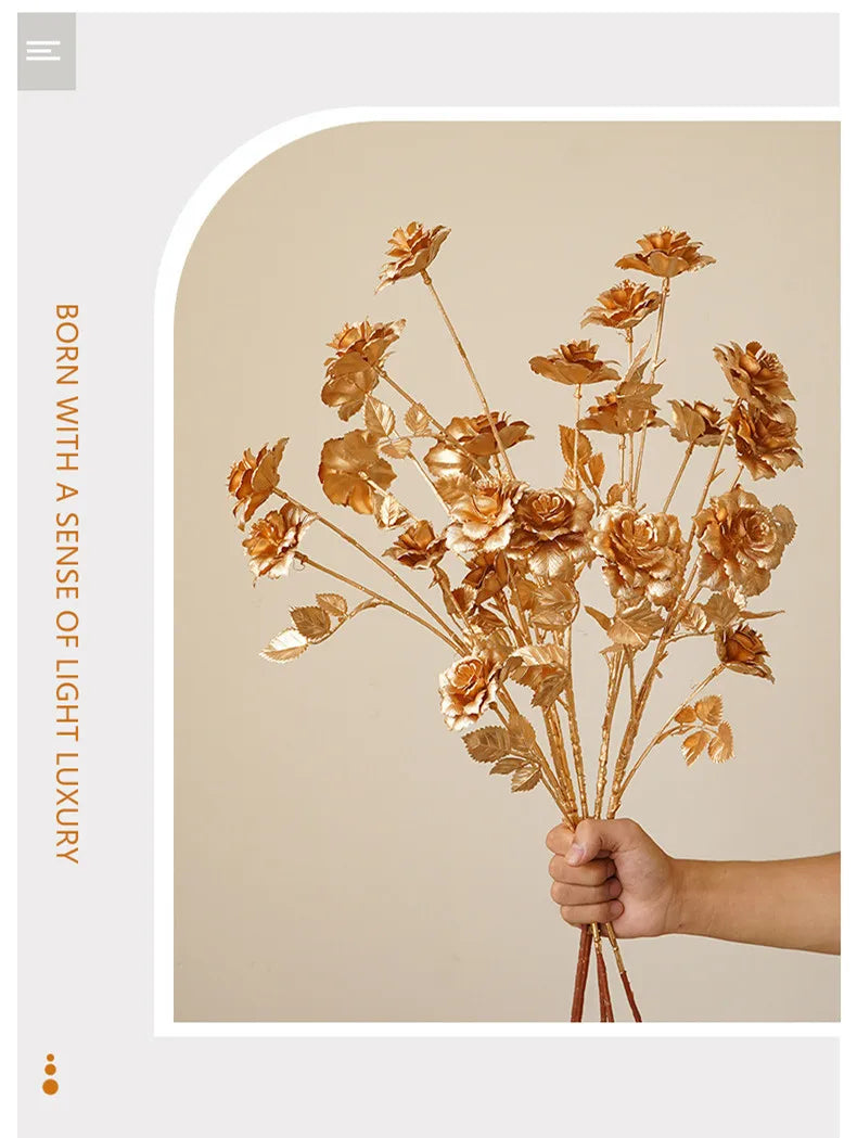 Gold Silk Rose Hydrangea Artificial Flower Arrangement