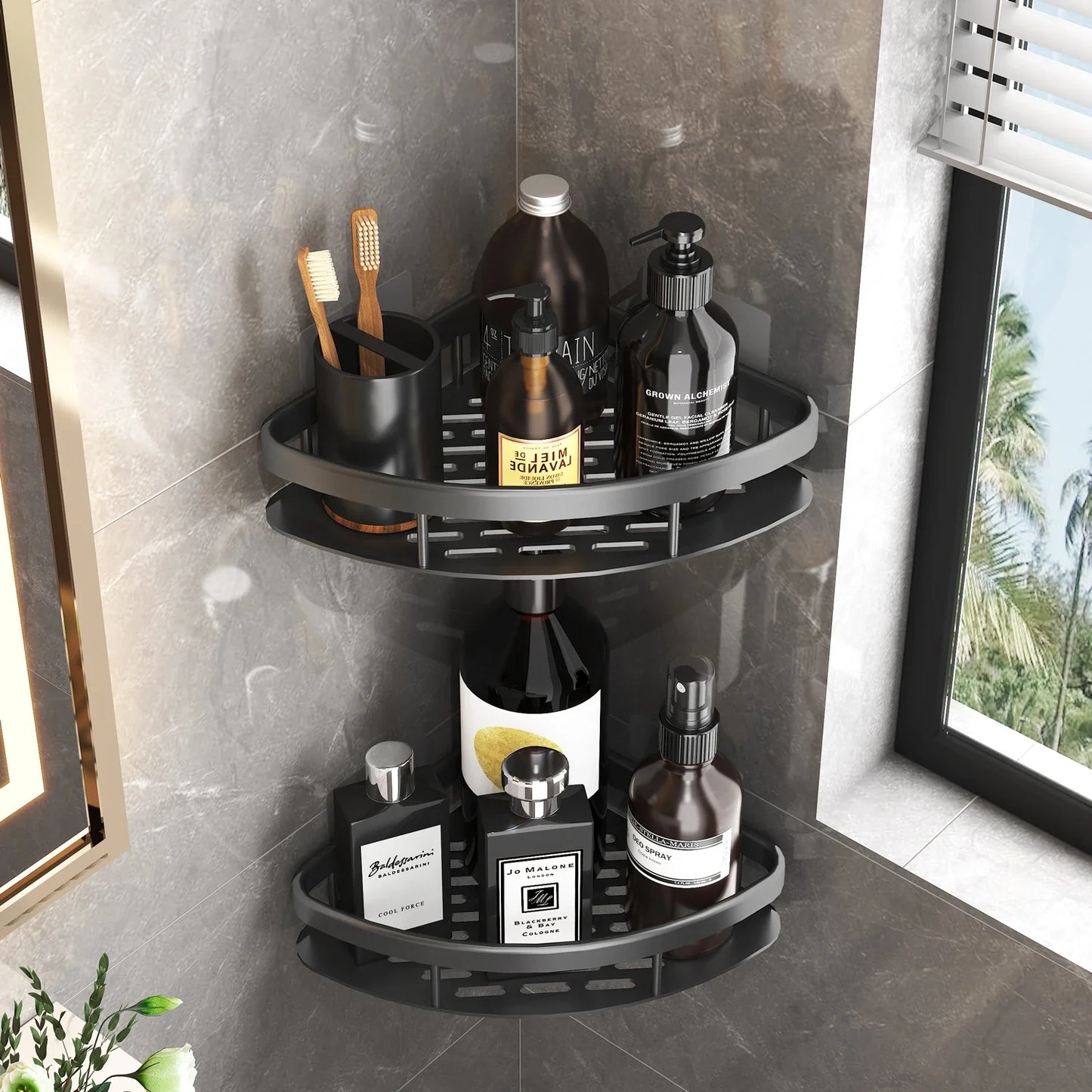 No Drill Corner Shower Waterproof Metal Storage Shelf