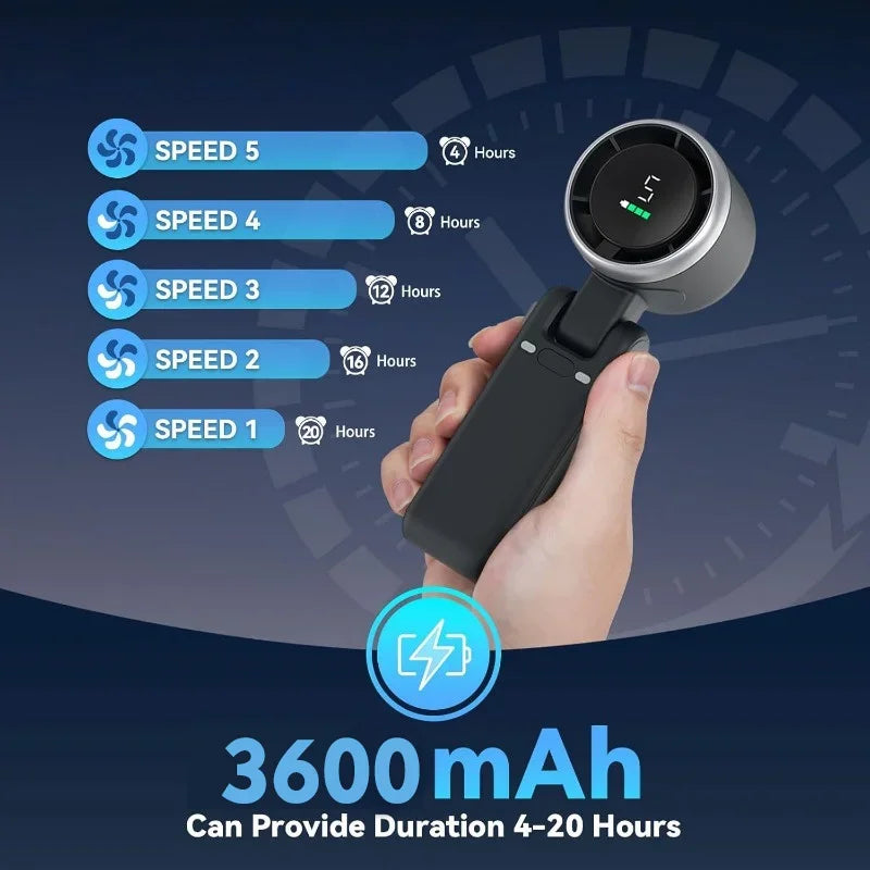 5 Speed Rechargeable 3-in-1 Portable Travel Fan