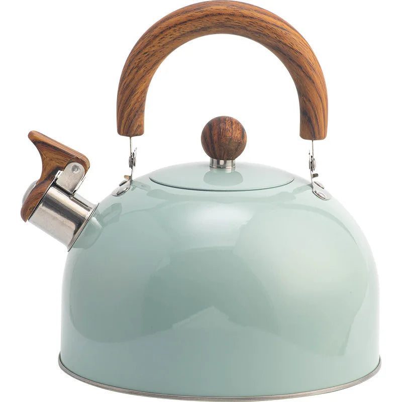 Stainless Steel Wooden Handle Whistling Tea Kettle