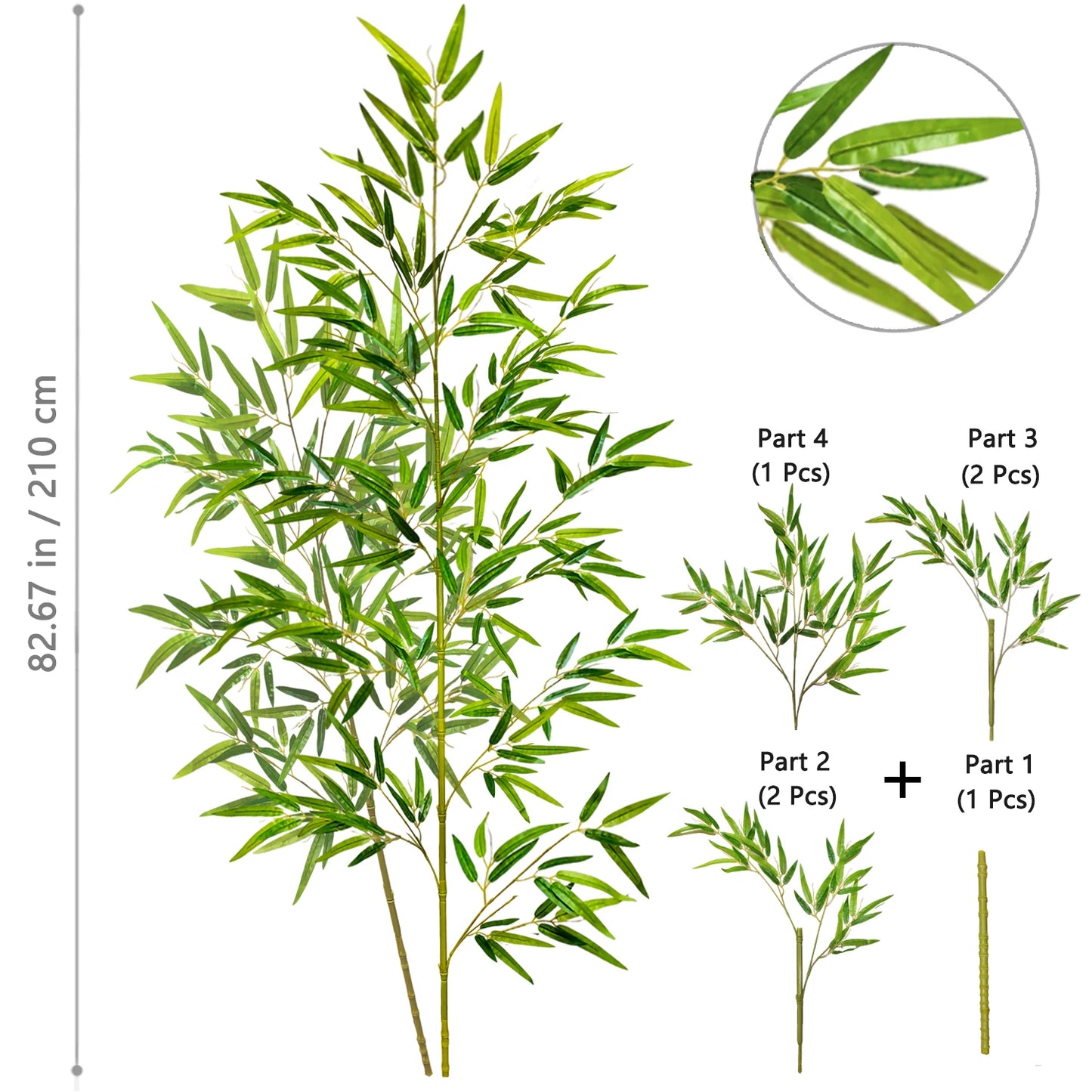 Green Silk Artificial Bamboo Branch Plant