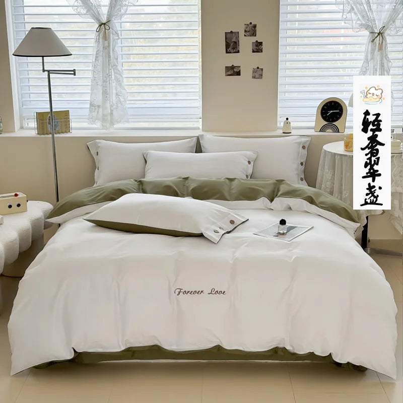 100% Cotton Two Tone Soft Skin Friendly Duvet Cover Set