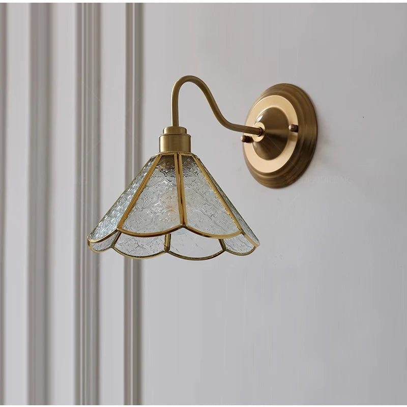 Retro Copper Tiffany Stained Glass Wall Lamp