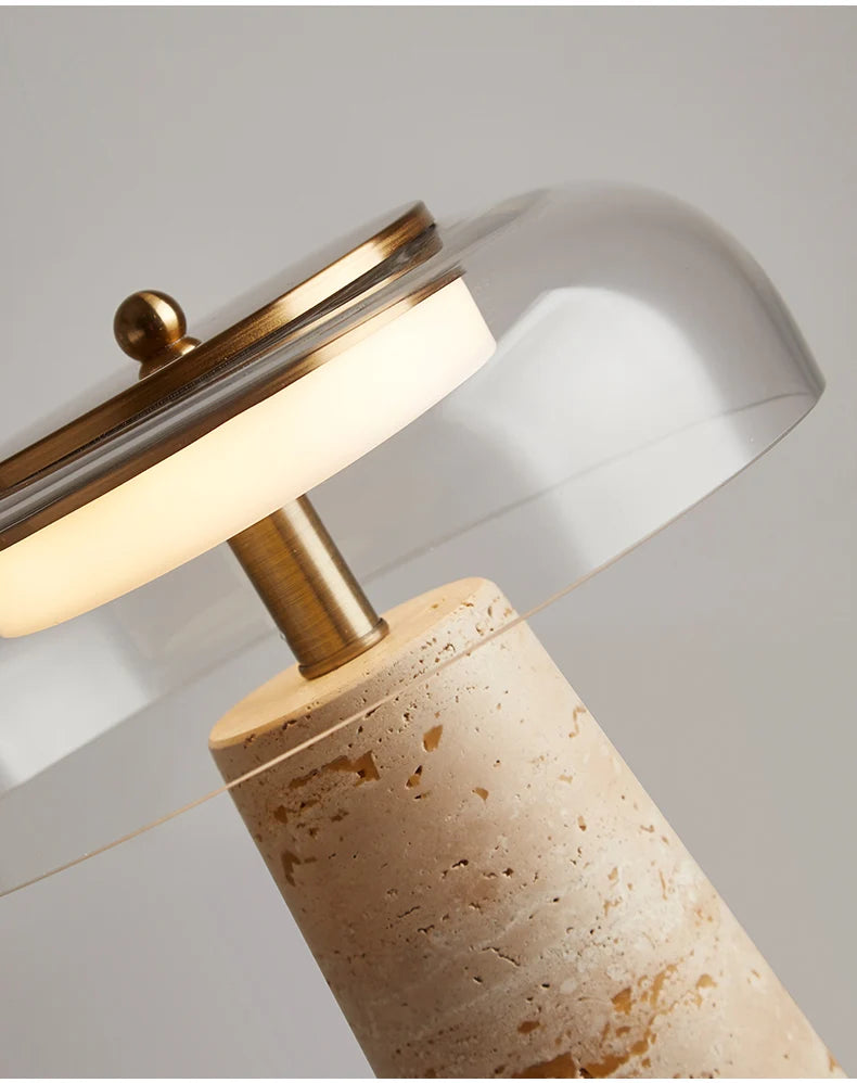 Travertine Natural Stone Mushroom Table Lamp