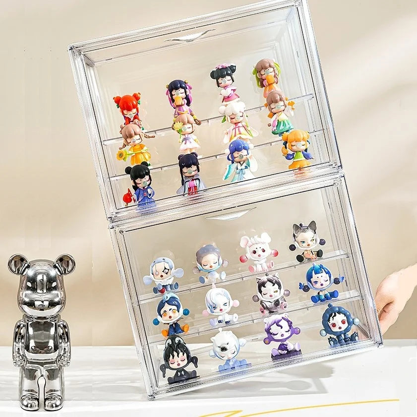 Stackable Magnetic Door Clear Plastic Display Storage Box