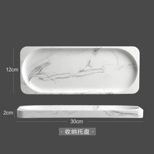 4 Piece Resin Marble Bathroom Soap Dispenser Set