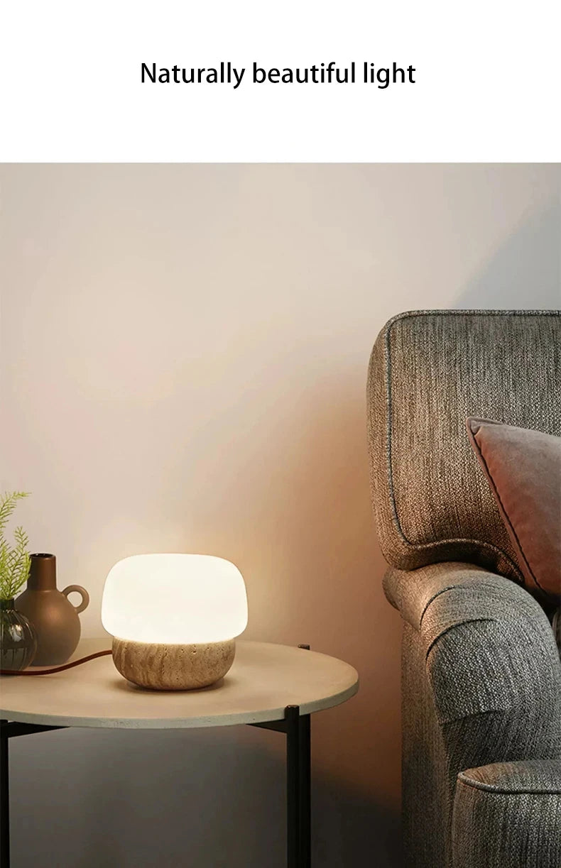 Travertine Mushroom Shaped LED Floor Lamp