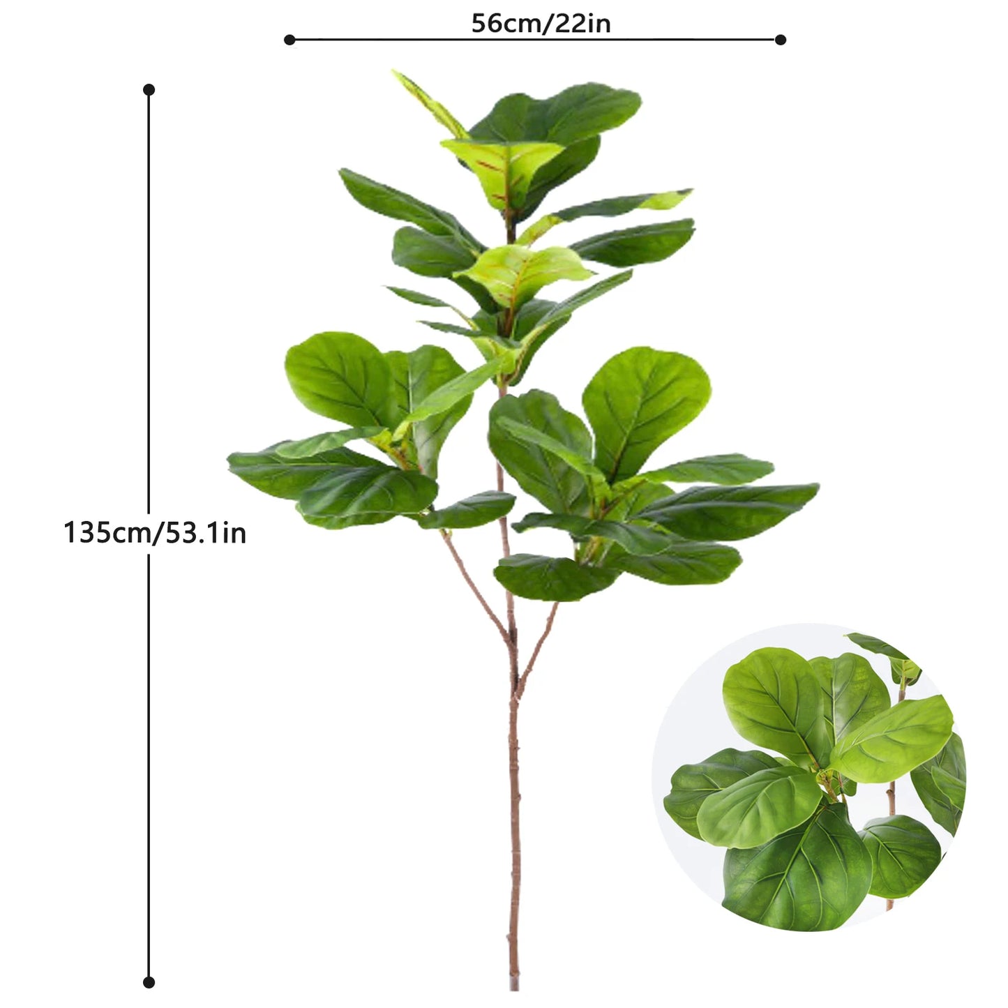 Realistic Silk Artificial Fiddle Leaf Fig Indoor Plant