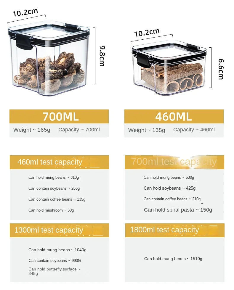 Moisture-Proof Sealed Acrylic Kitchen Storage Jar Set