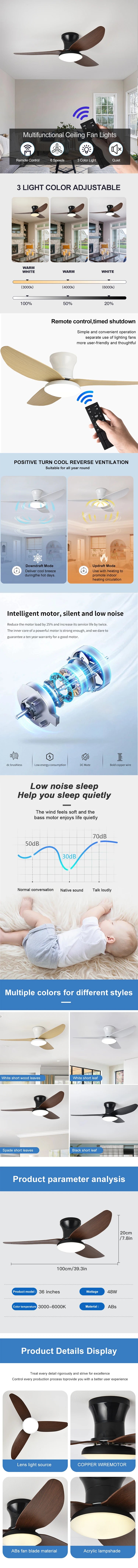 6 Speed Dimmable Smart LED Ceiling Fan with Remote