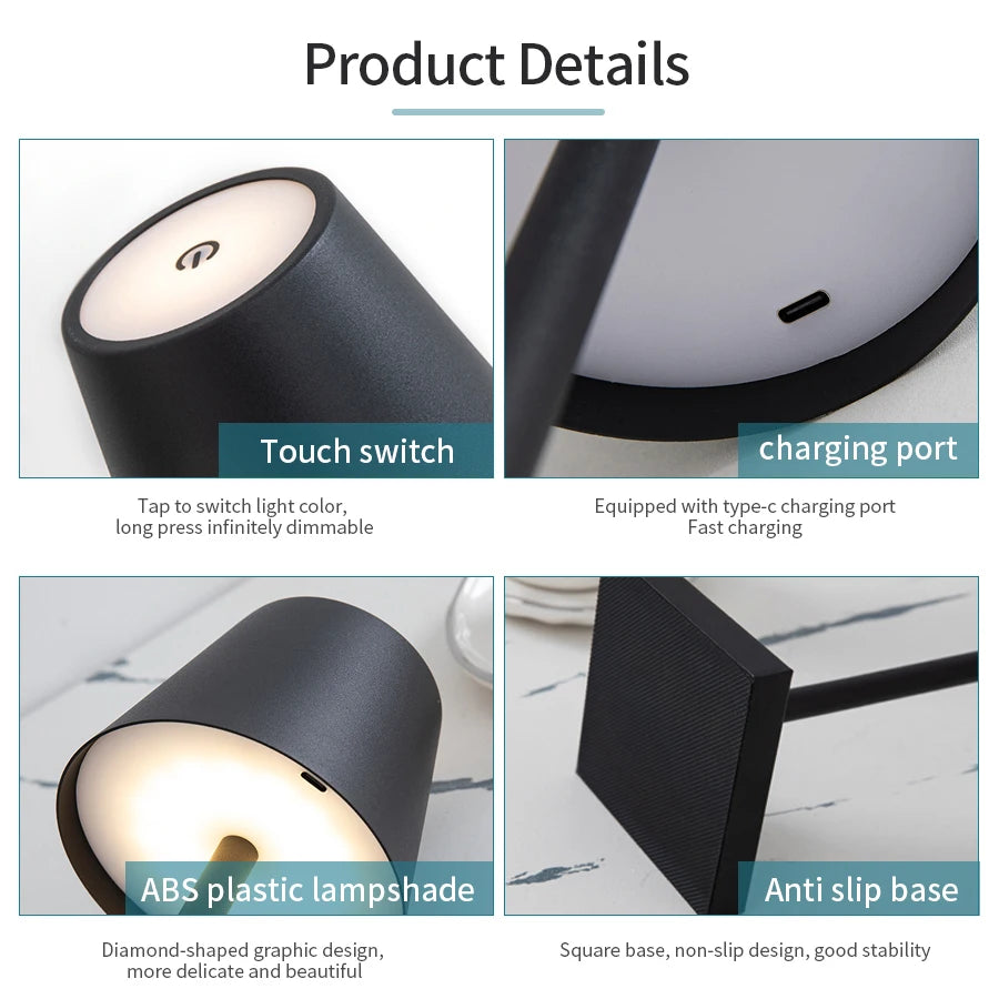 Rechargeable Touch Dimmable LED Table Lamp