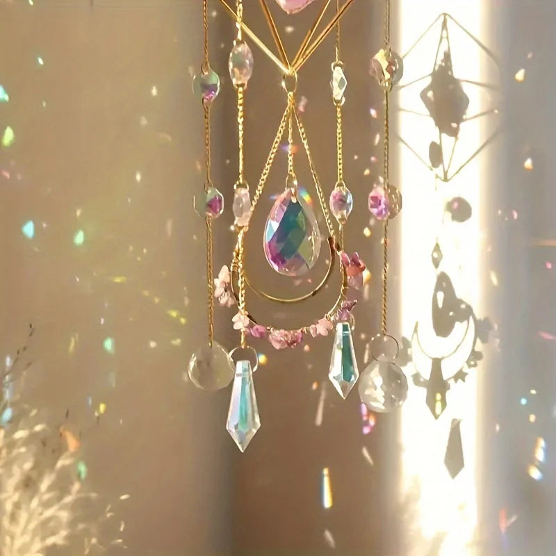 Gold Plated Amethyst Crystal Healing Suncatcher