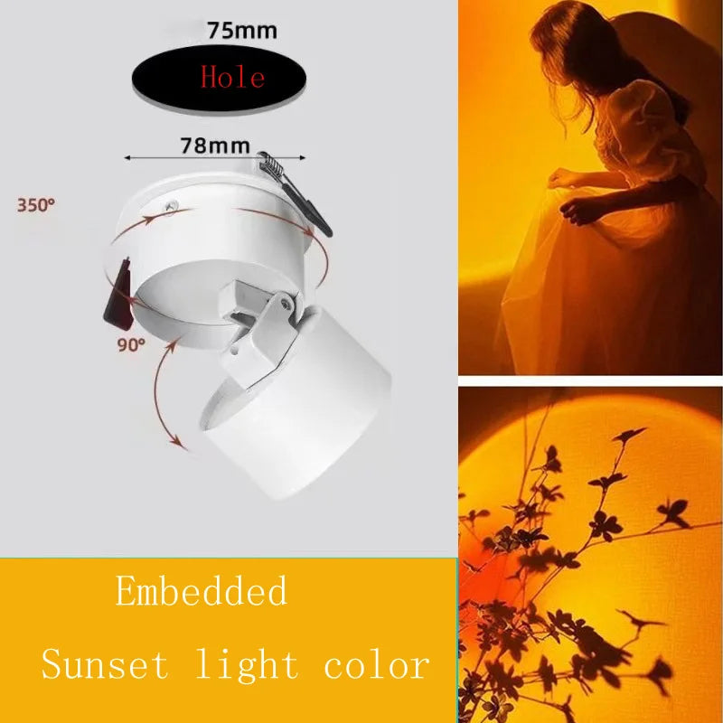 LED Sunset Lamp - Adjustable Angle Ceiling Spotlight | Modern Surface Mounted Light