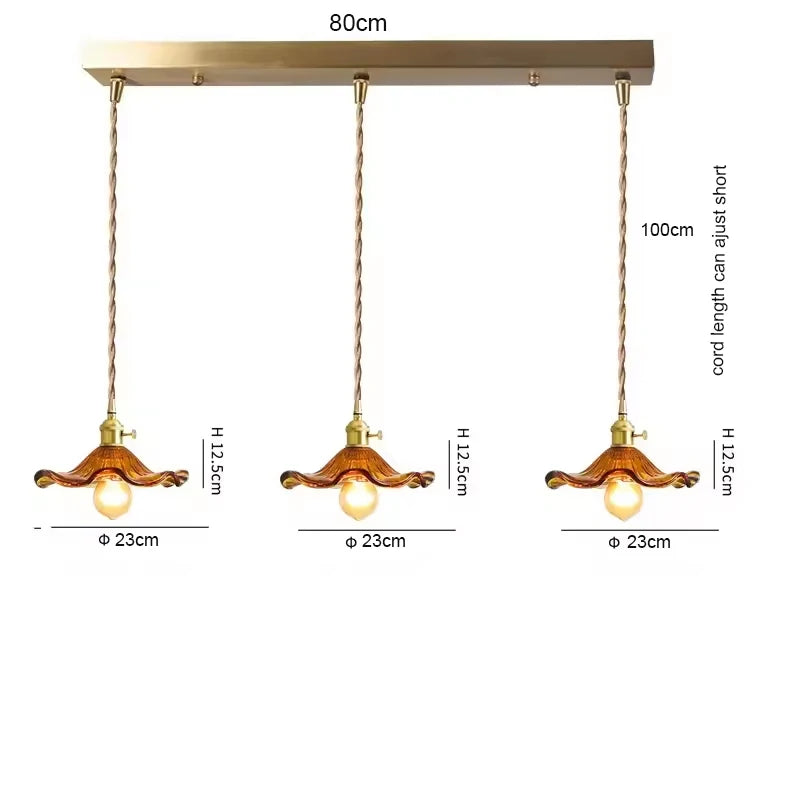 Copper Colorful Glass Ceiling Pendant Lamp