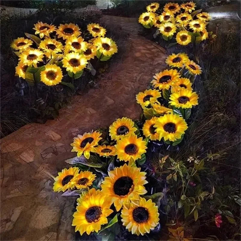 Solar Sunflower Luminaires — Elegant LED Garden Lawn Lamp with Warm Glow