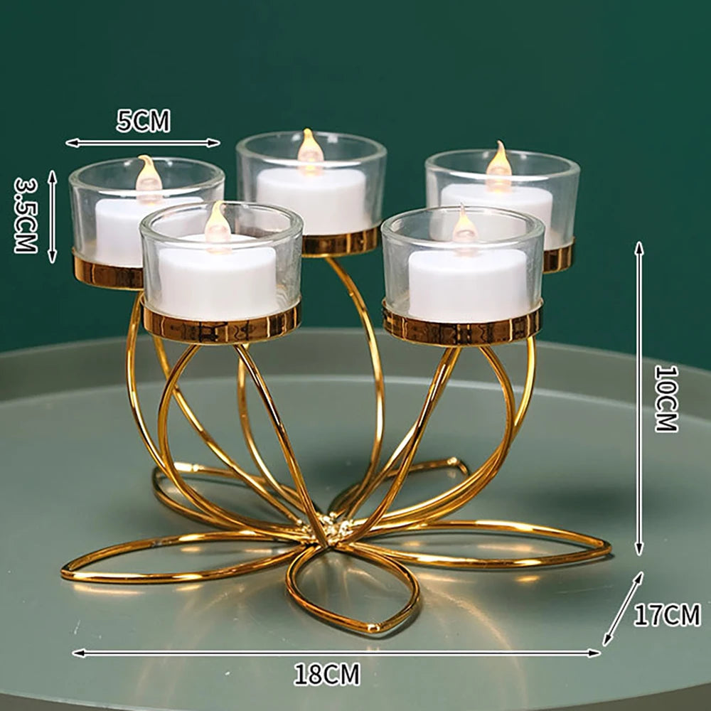 Gold Iron Romantic Candlelight Dinner Candle Holder