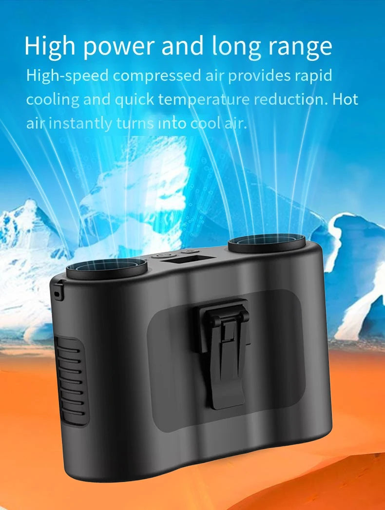 Portable Camping Fan — Rechargeable Dual Air Outlet with Night Light