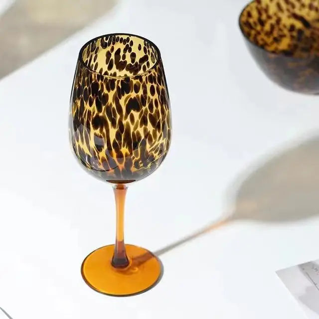 Vintage Leopard Print Crystal Cocktail Goblet