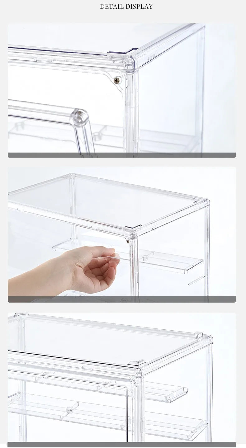 Stackable Magnetic Door Clear Plastic Display Storage Box