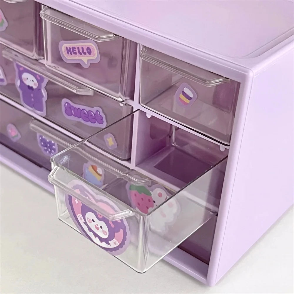 Transparent 9 Grid Desktop Office Drawer Organizer