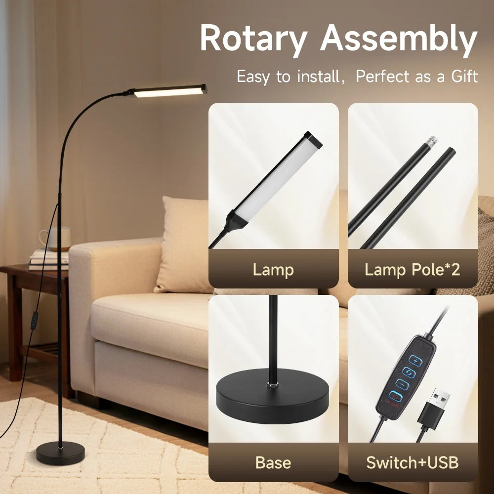 Dimmable USB Gooseneck Floor Lamp